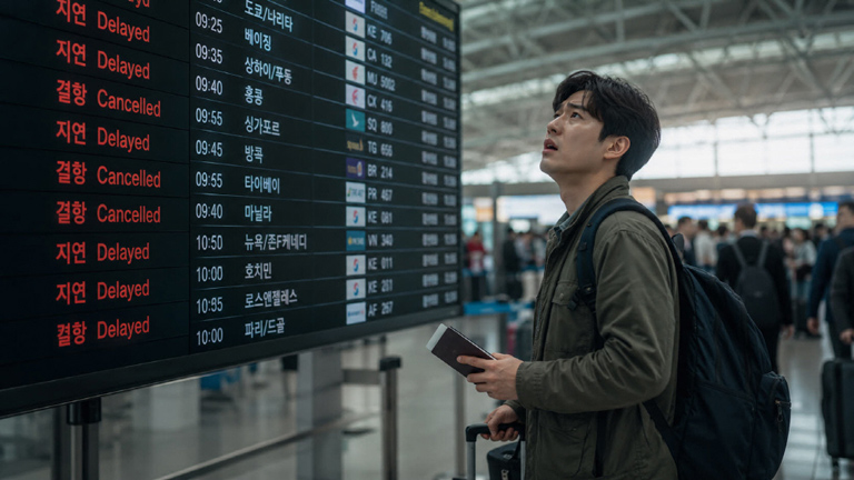 해외여행 중 비행기 지연 상황과 해외여행자보험 보장 안내