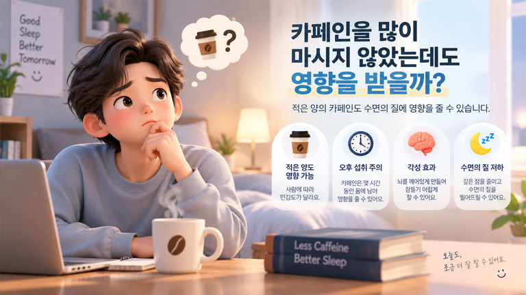 적은 양의 카페인도 수면의 질에 영향을 줄 수 있습니다.