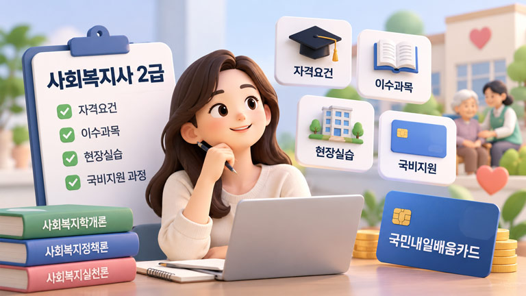 사회복지사 2급 자격요건, 이수과목,현장실습, 국비지원과정