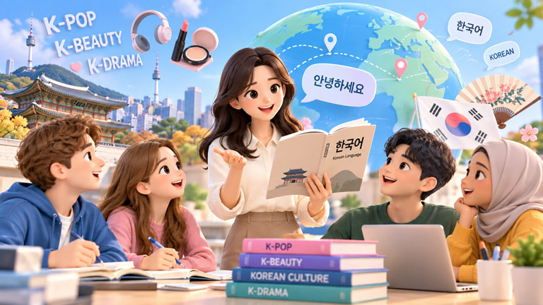 한국어교원 3급 자격증과 한국어 교육을 공부하는 외국인 학습자와 교사