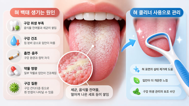 혀 백태가 생기는 주요 원인과 혀 클리너를 이용한 올바른 관리 방법